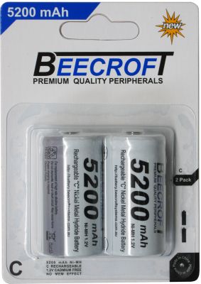 2 x NiMH C 5200 Mah Rechargeable Batteries