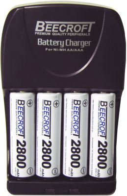 4 x NiMH AA-2800MAh Rechargeable Batteries w/3 Hour Charger