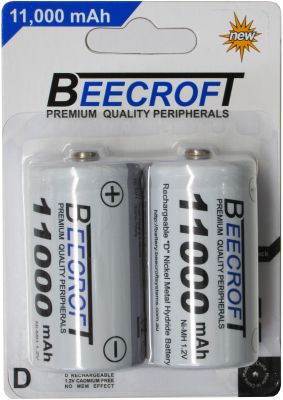 2 x NiMH D 11000MAh Rechargeable Batteries
