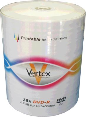 Bulk DVD-R Media - 4.7Gb, Spindle, Printable (100Pk)