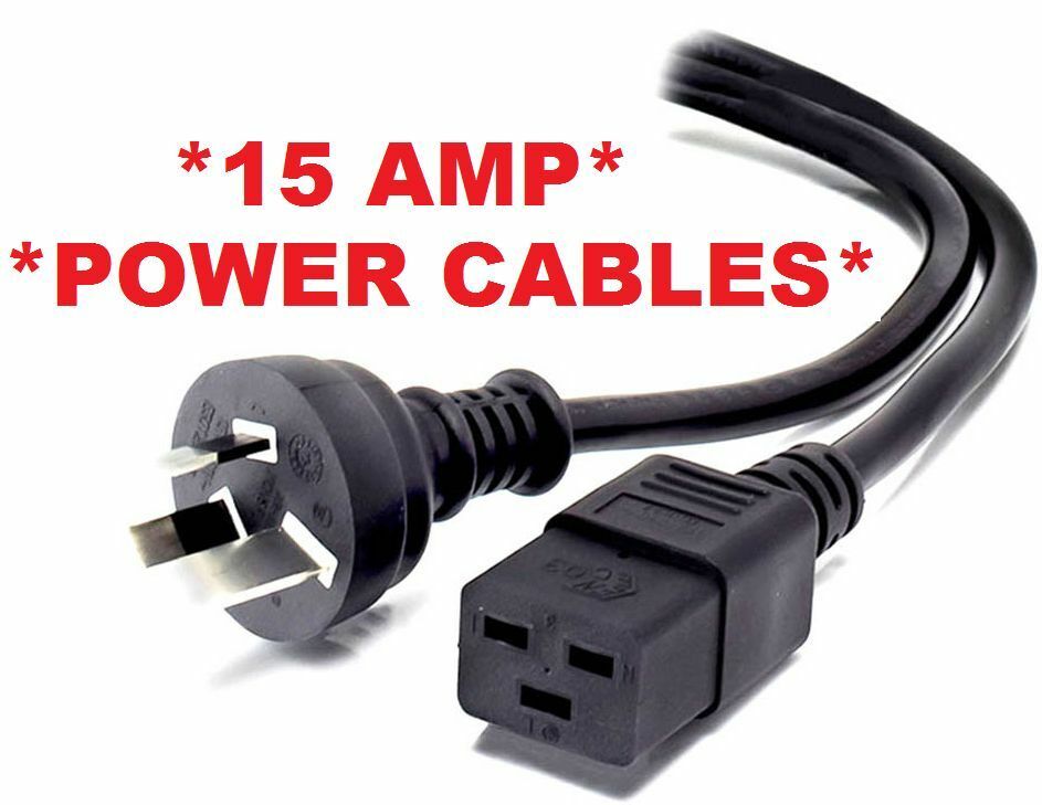 2m 3 PIN AUS 15AMP C19 Mains Power Cable Cord 15A 15 AMP HP DELL Eaton