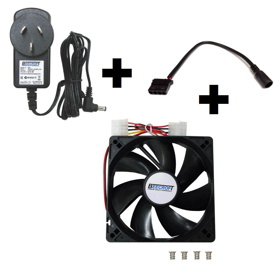 Cooler Kit w/12V PSU Power Supply Adapter+Converter/Splitter Cable+2x